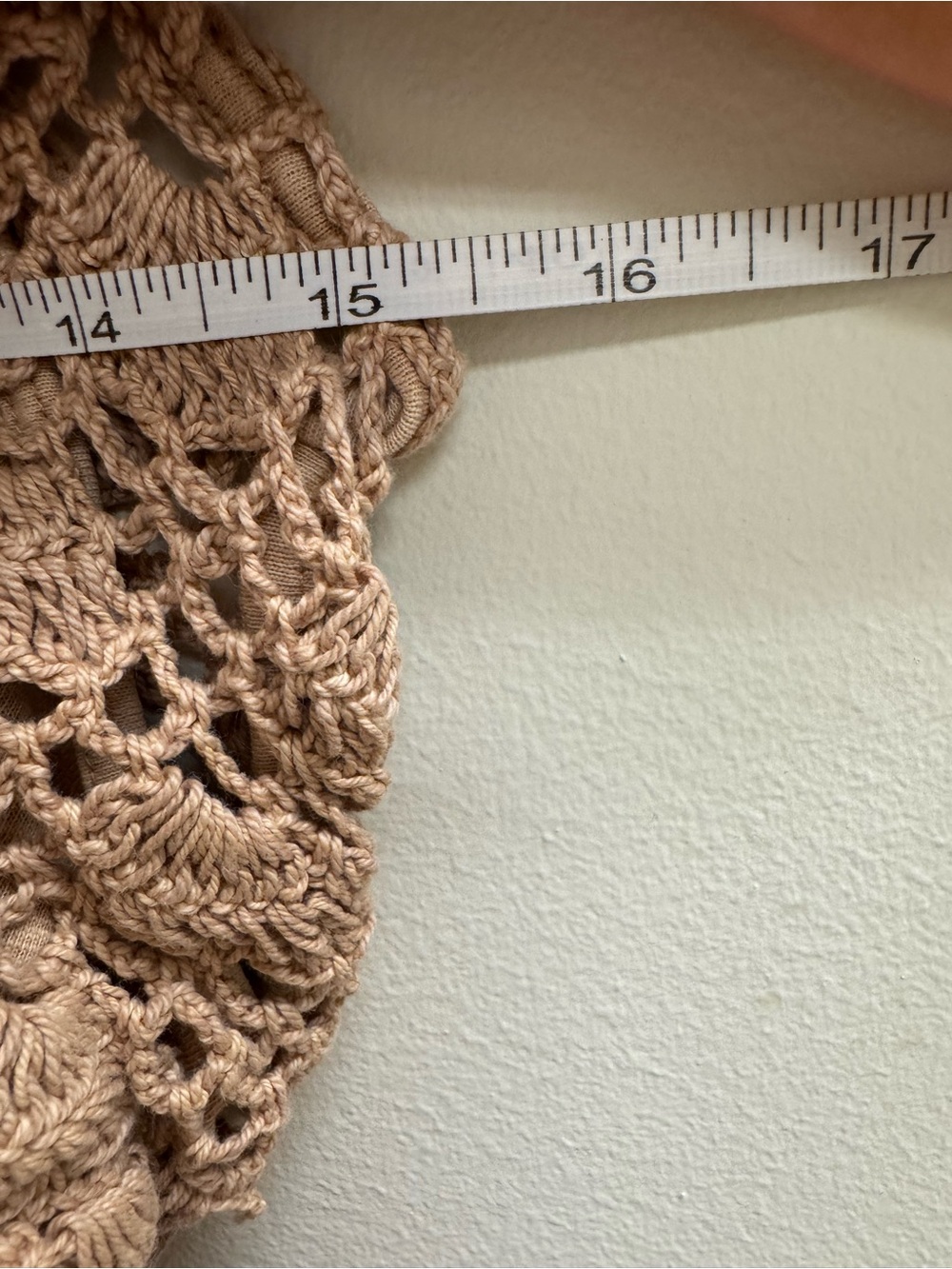 Aerie Crochet Knit Maxi Dress in Tan Brown NWT Size Large Cotton Boho Festival - Picture 12 of 13